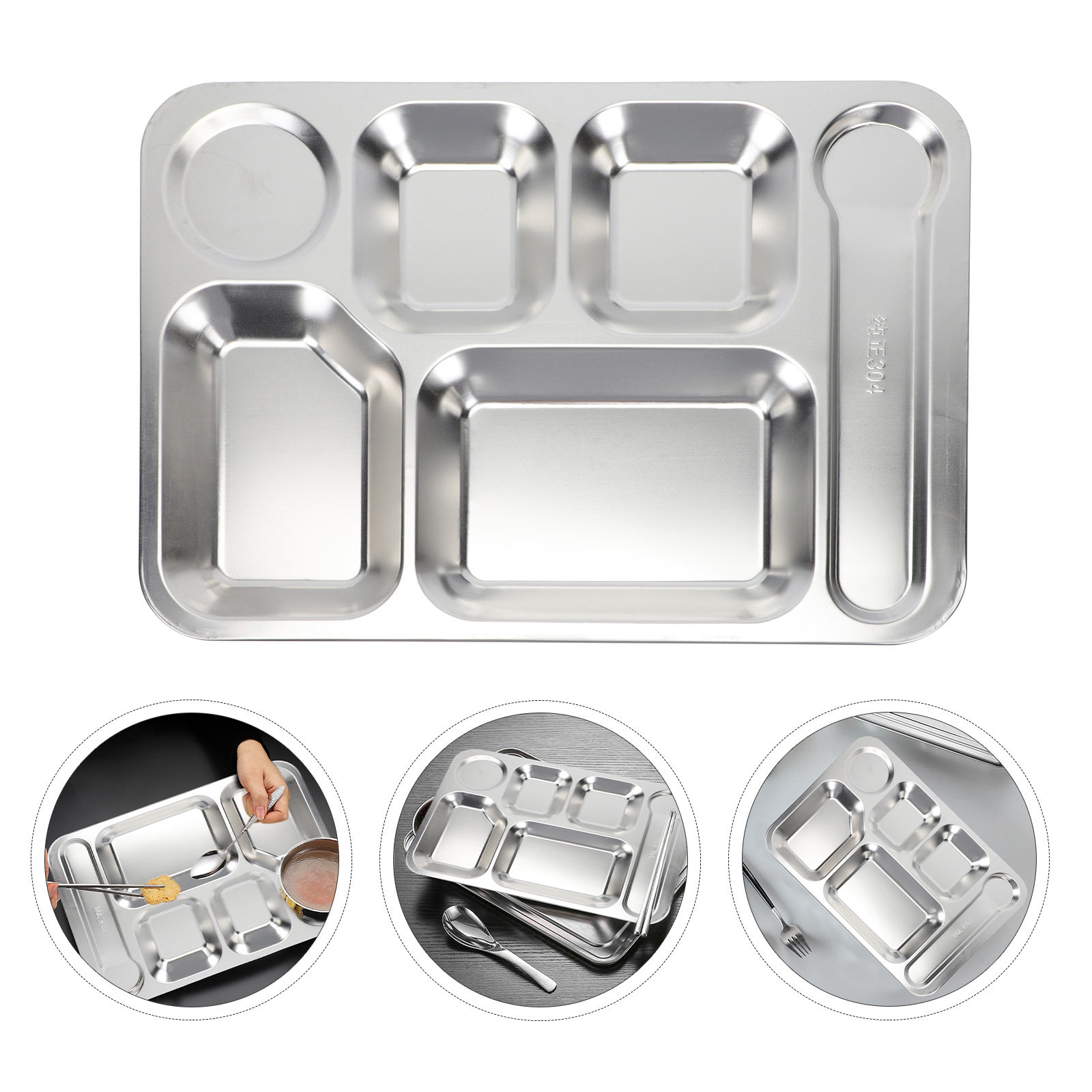 Meal Prep Lunch - 1pc Stainless Steel 6-Compartment Lunch Tray