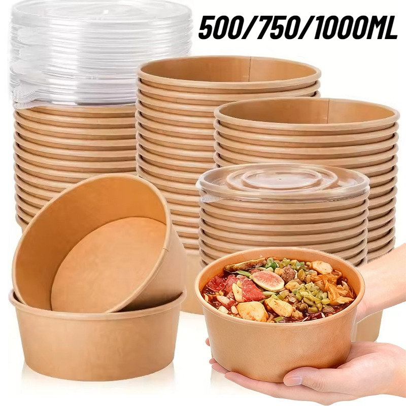 Meal Prep Noodles - 10/20PCS Kraft Paper Round Bowls Disposable