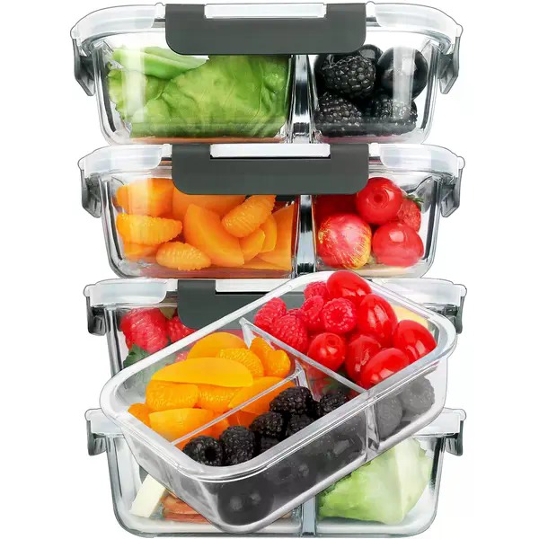Meal Prep Healthy - 5-Pack Rectangular Borosilicate Glass Meal Prep