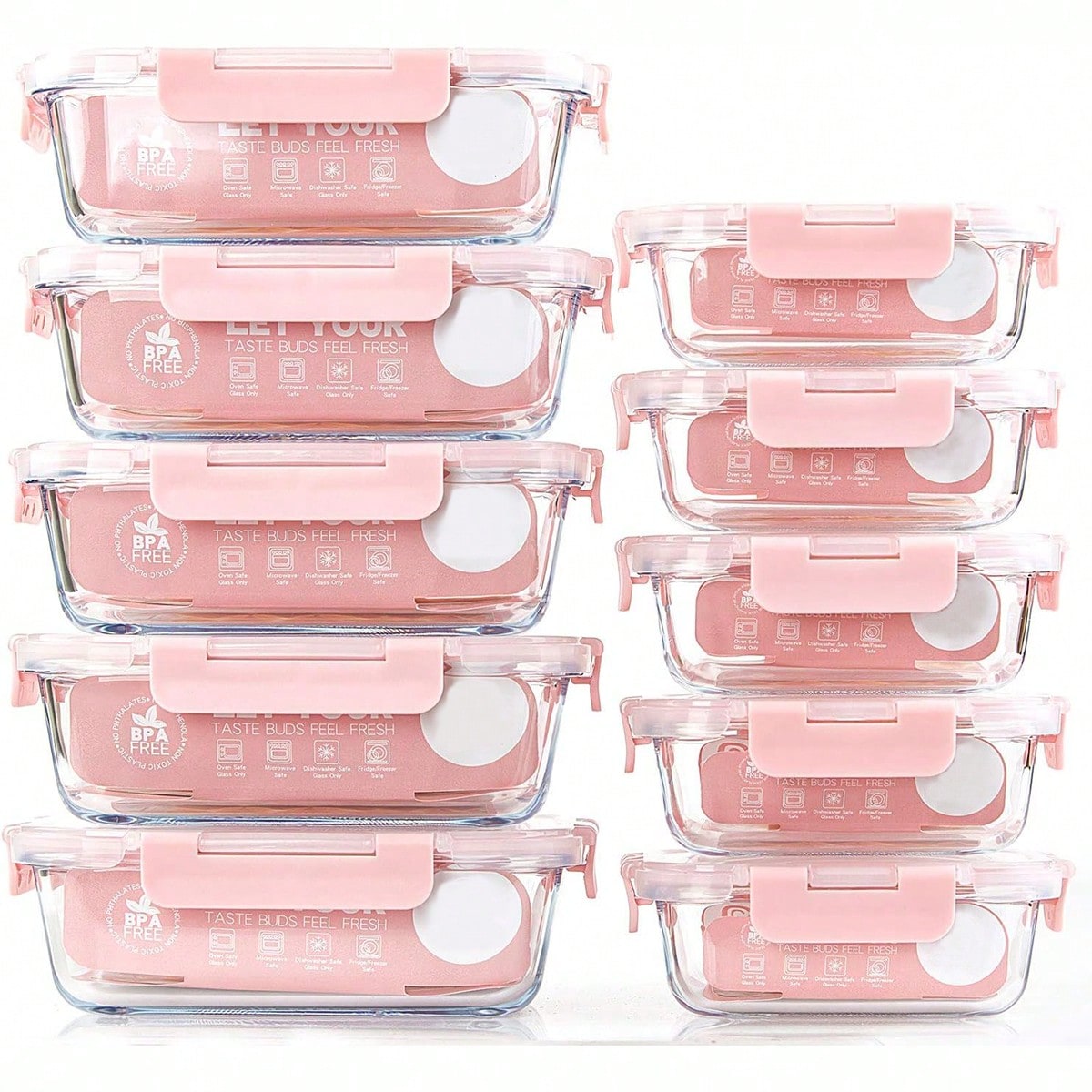 Meal Prep Glass Containers With Lids - 10 Pack Glass Meal Prep Containers,