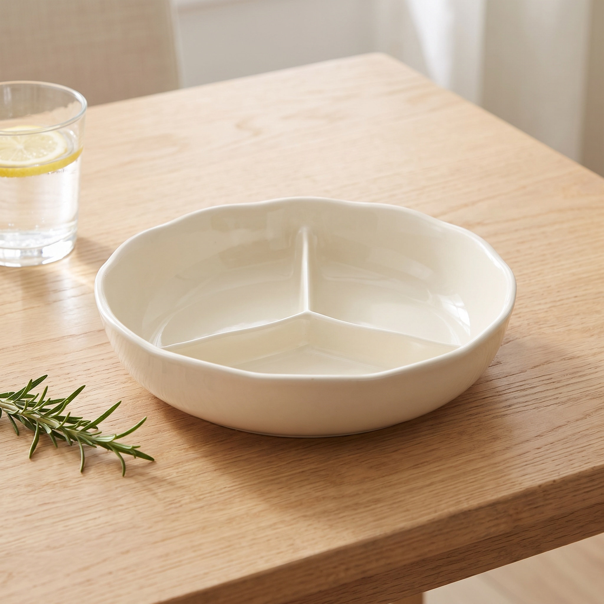 Meal Prep Healthy - Ceramic Compartment Plate Round 3-Section Divided