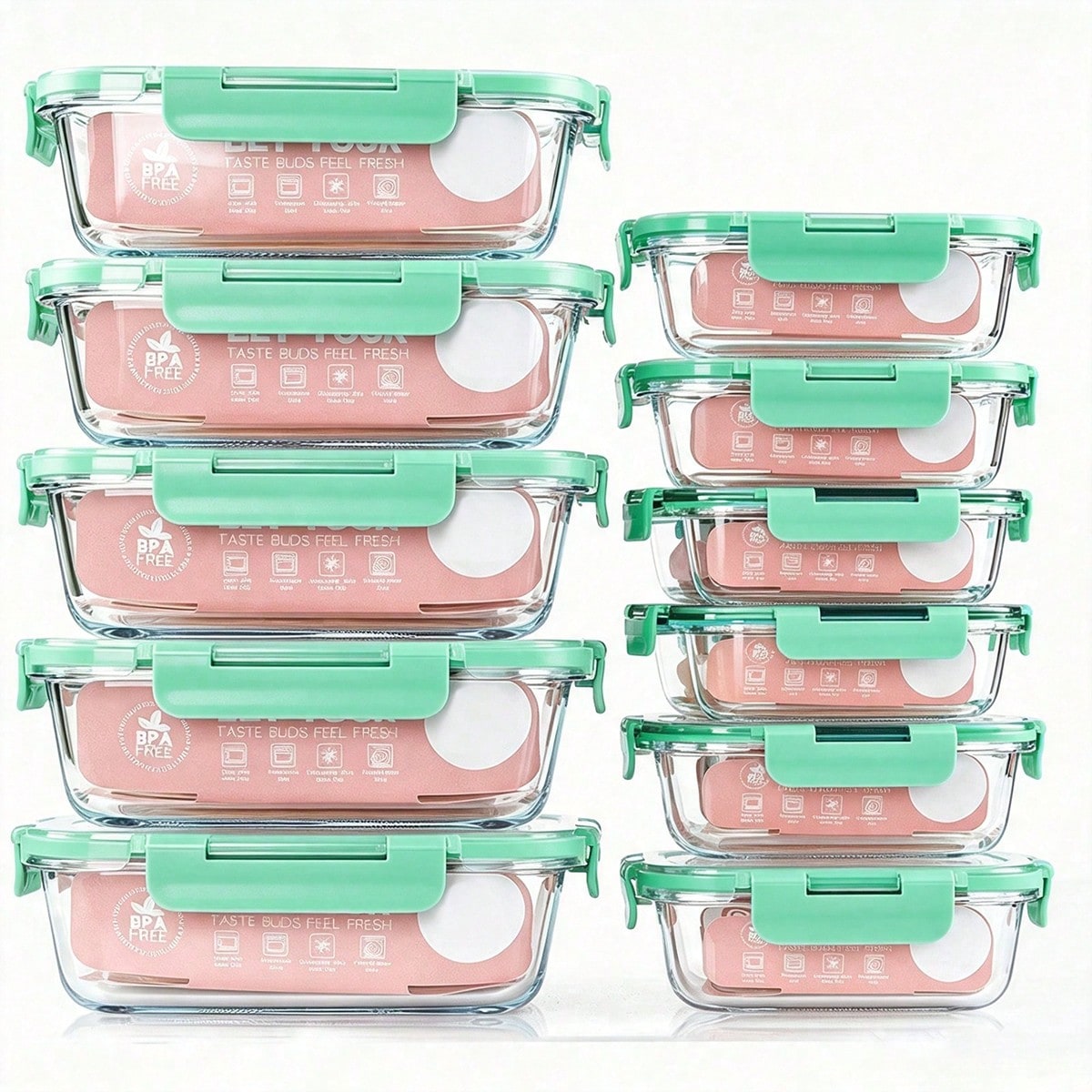 Meal Prep Glass Containers With Lids - 10 Pack Glass Meal Prep Containers,