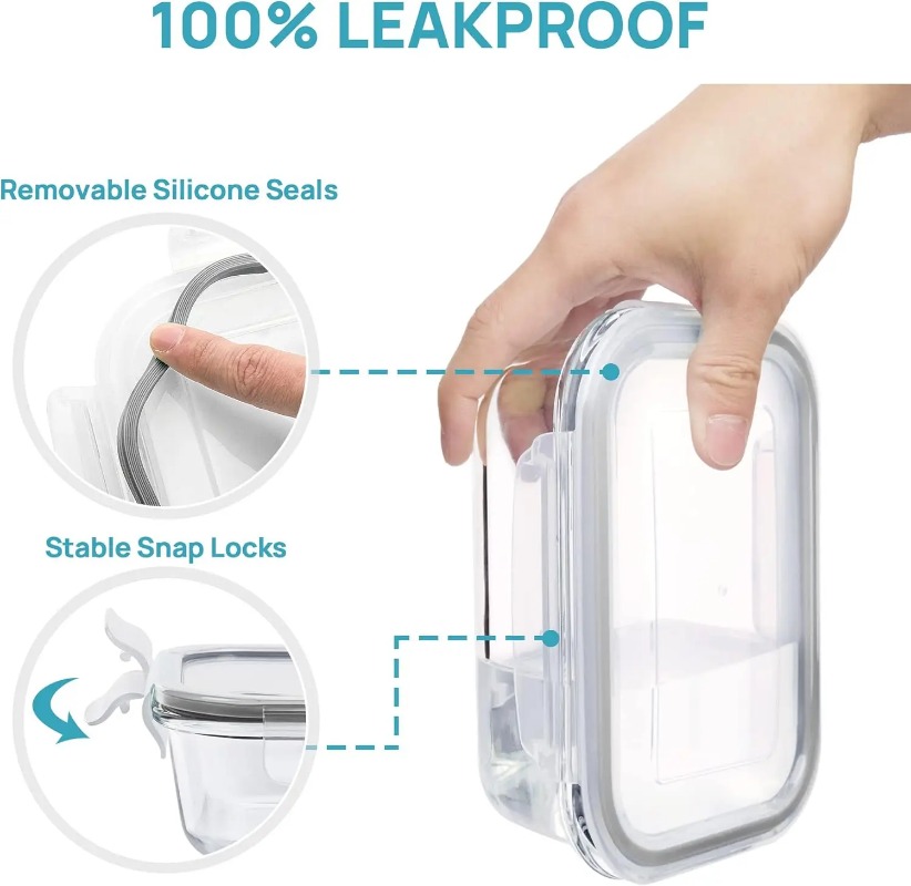 18pcs/set Glass Food Storage C - Meal Prep Glass Containers With Lids review and price