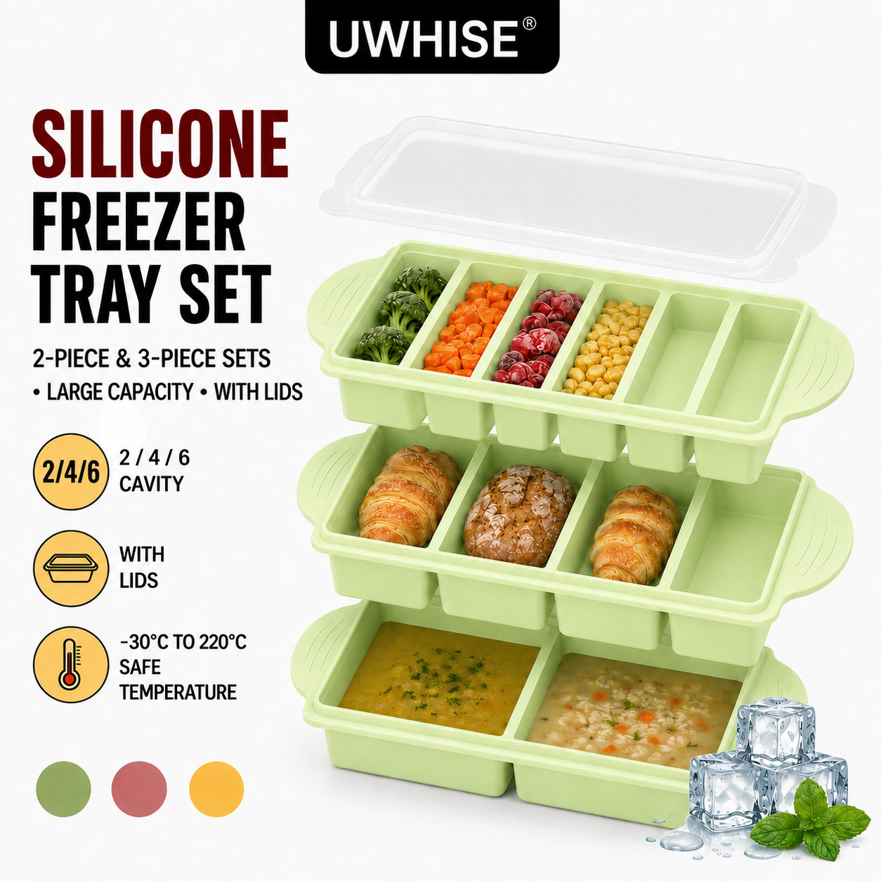 Uwhise 2/3 PACK Silicone Freez - Meal Prep Oatmeal review and price