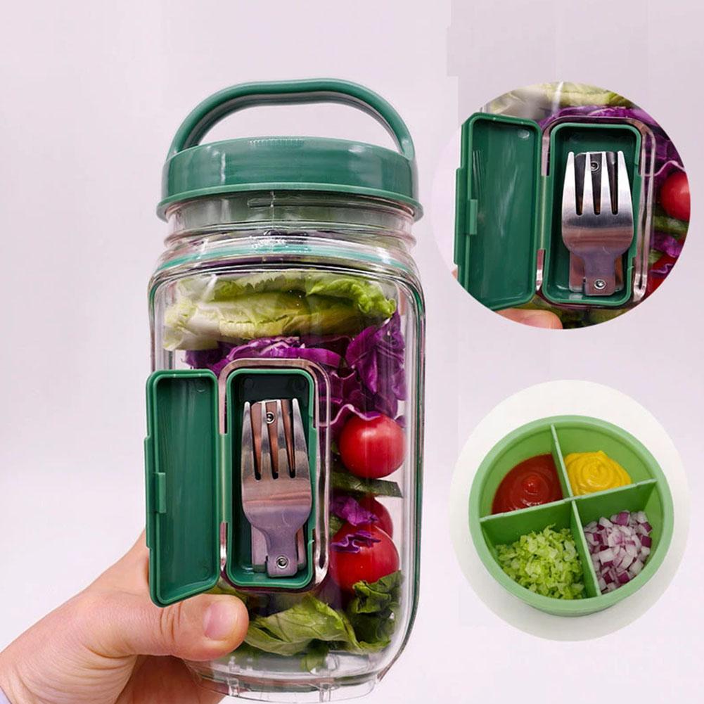 Leakproof Plastic Salad Box wi - Salad Container Jar review and price
