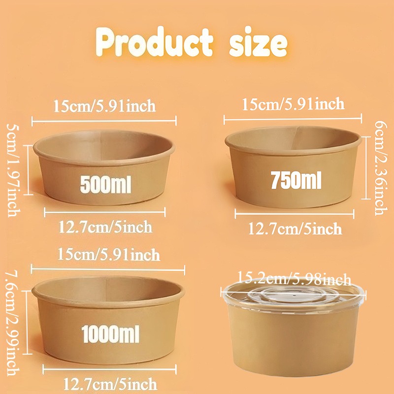 Kraft Paper Round Bowls Dispos - Meal Prep Noodles review and price