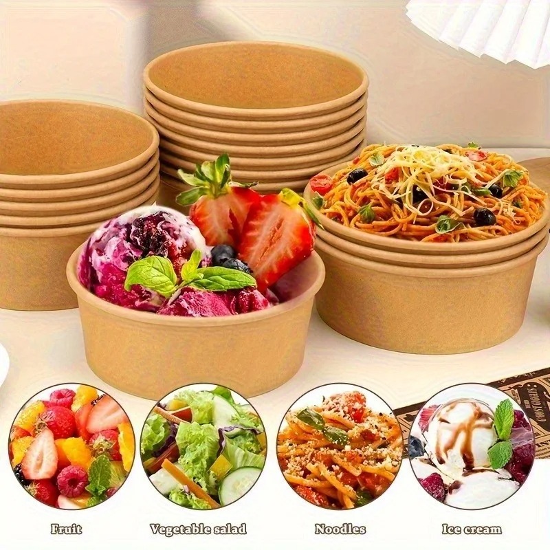 Kraft Paper Round Bowls Dispos - Meal Prep Noodles review and price