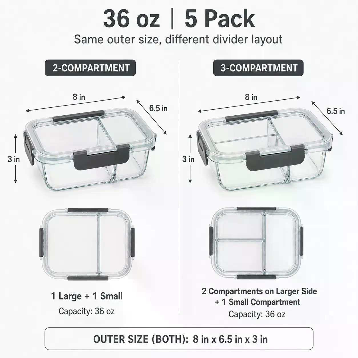 5-Pack Rectangular Borosilicat - Meal Prep Healthy review and price