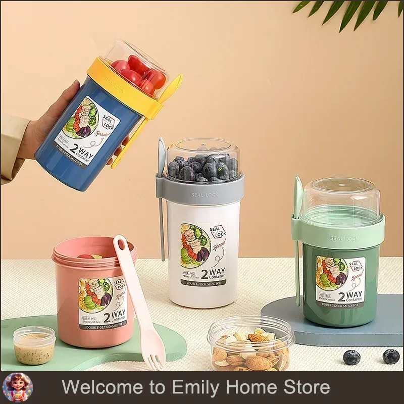 Bento Lunch Box Salad Oatmeal  - Salad Container Jar review and price