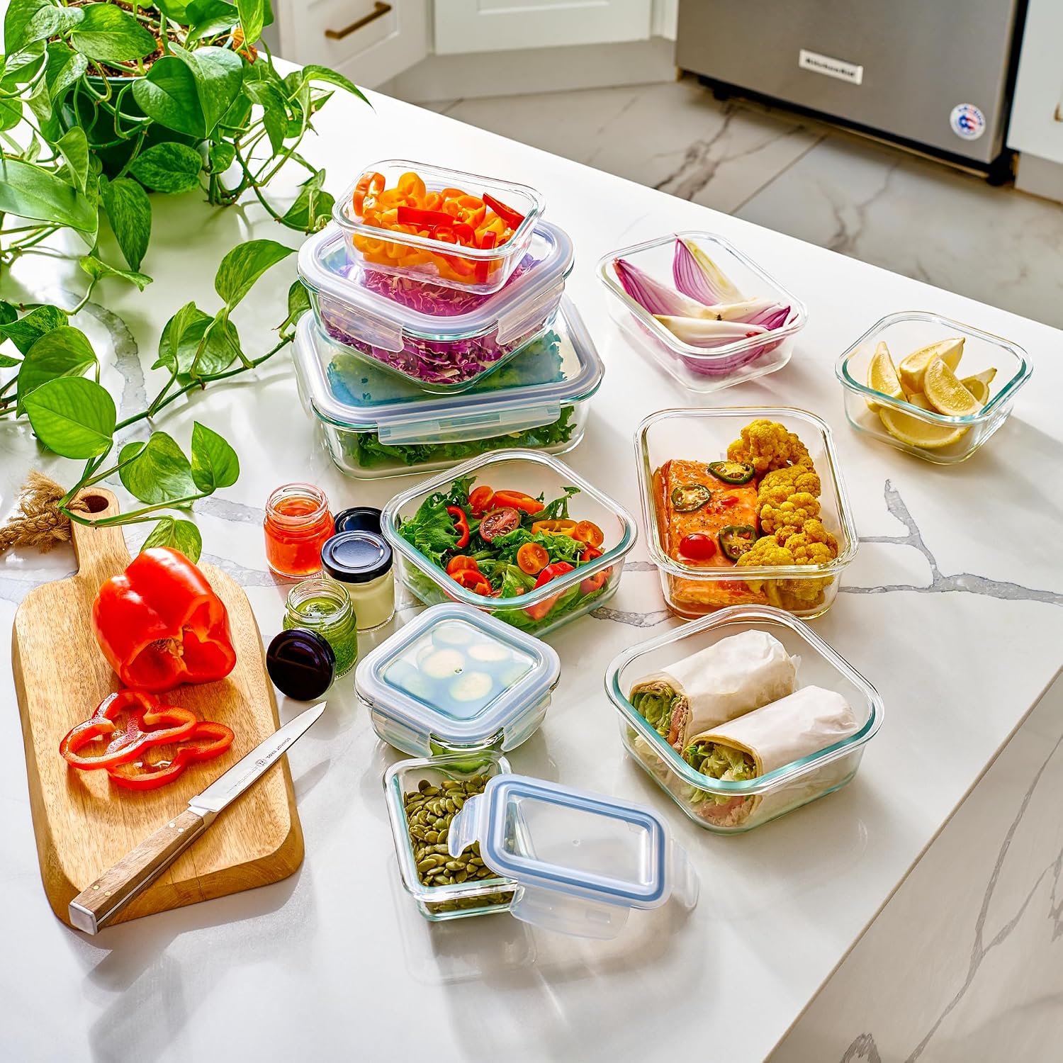 40pc Set Glass Food Storage Co - Meal Prep Glass Containers With Lids review and price