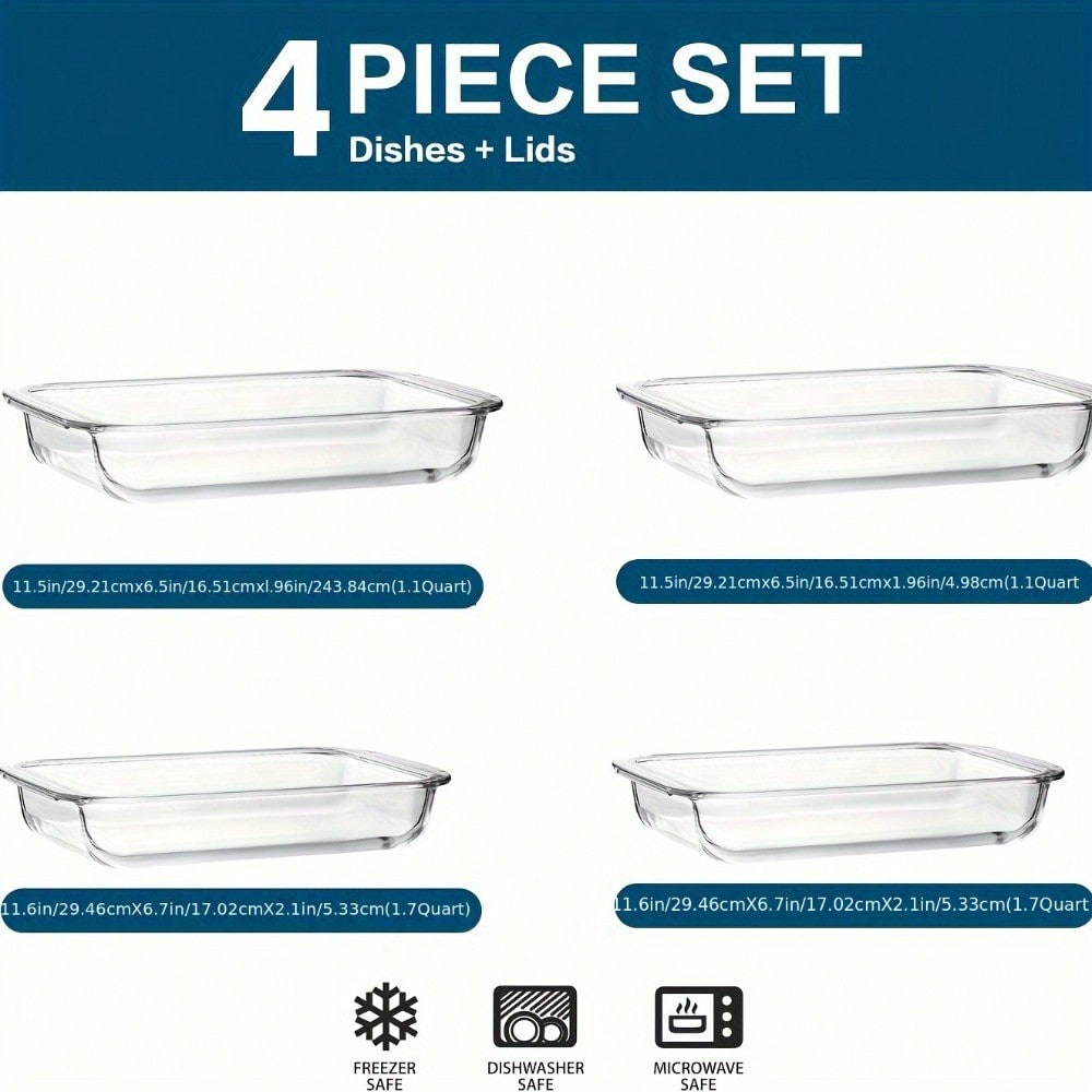 4-Piece Rectangular Deep Glass - Meal Prep Noodles review and price