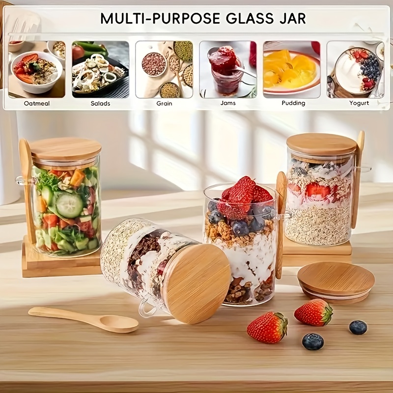 1/2/4/8Pcs Oatmeal Glass Cup S - Salad Container Jar review and price