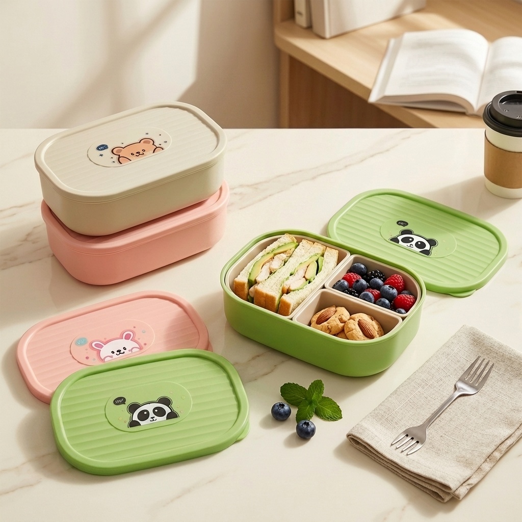 Cute Plastic Divided Lunch Box - Salad Container Jar review and price